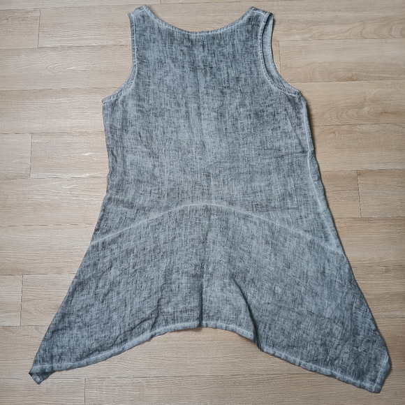 Oizini Sz S Lagenlook Minimalist Linen Made In Italy Gray Asymmetrical Top - Picture 3 of 7